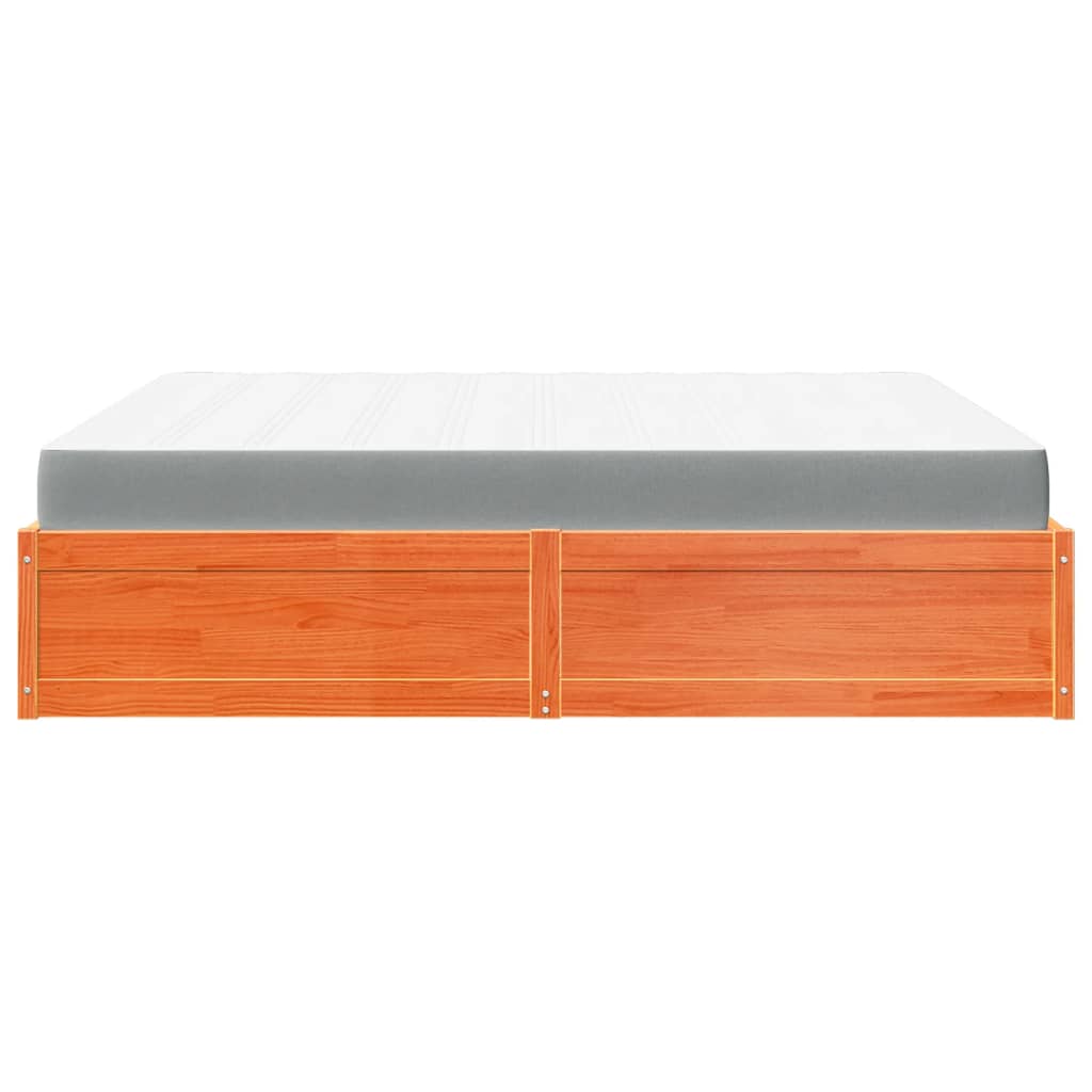 Lit avec matelas cire marron 180x200 cm bois massif de pin Lits & cadres de lit vidaXL   