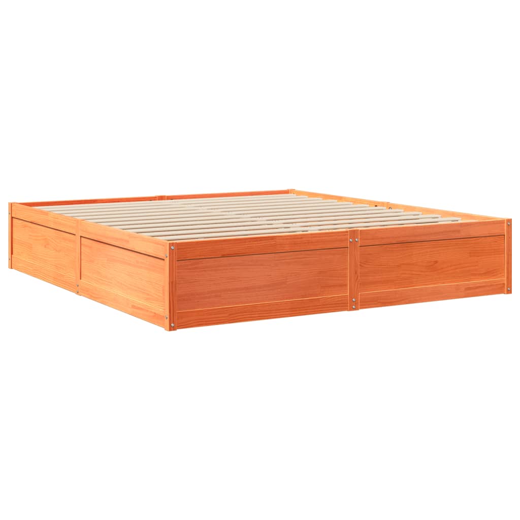 Lit avec matelas cire marron 180x200 cm bois massif de pin Lits & cadres de lit vidaXL   