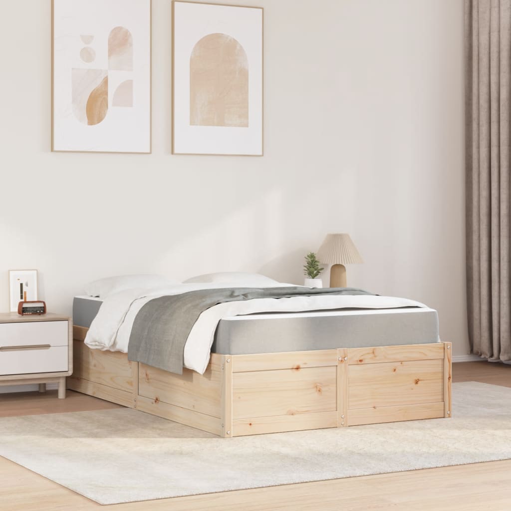 Lit avec matelas 120x200 cm bois massif de pin Lits & cadres de lit vidaXL   