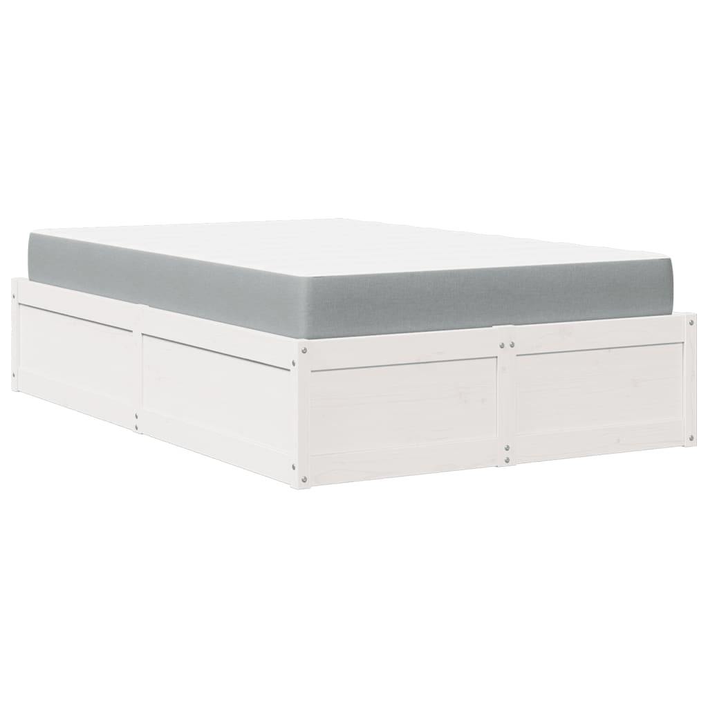 Lit avec matelas blanc 120x200 cm bois massif de pin Lits & cadres de lit vidaXL   