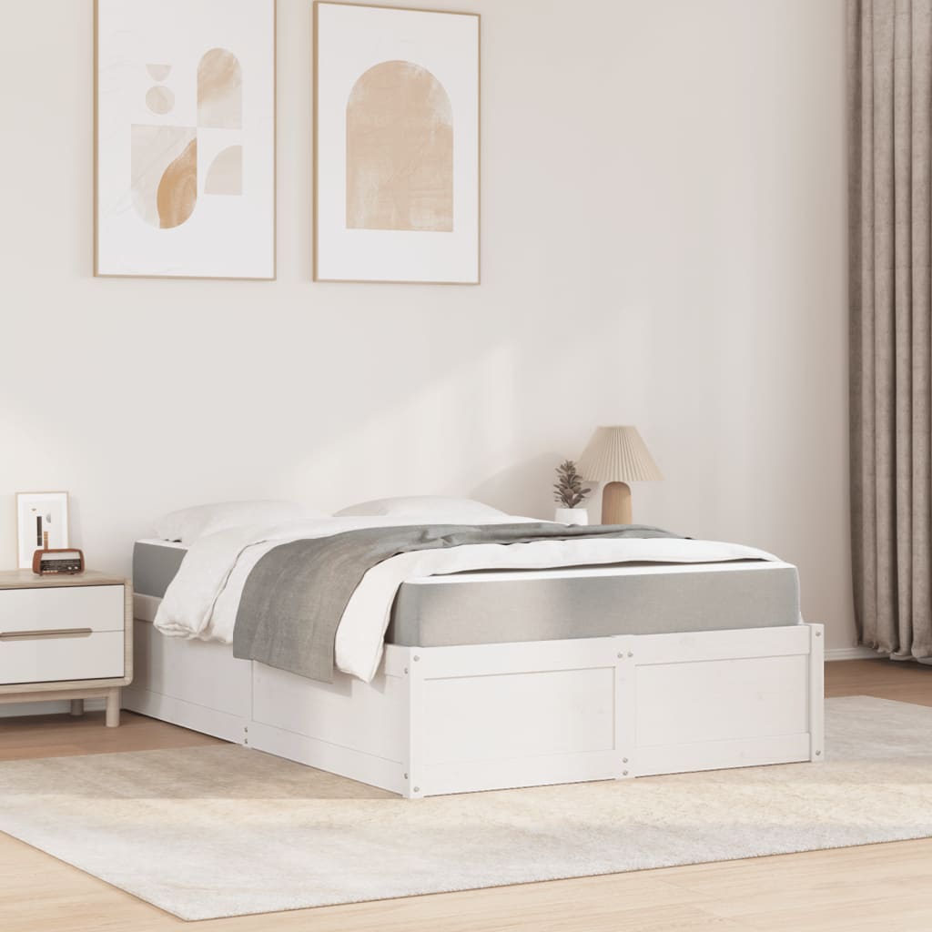 Lit avec matelas blanc 120x200 cm bois massif de pin Lits & cadres de lit vidaXL   