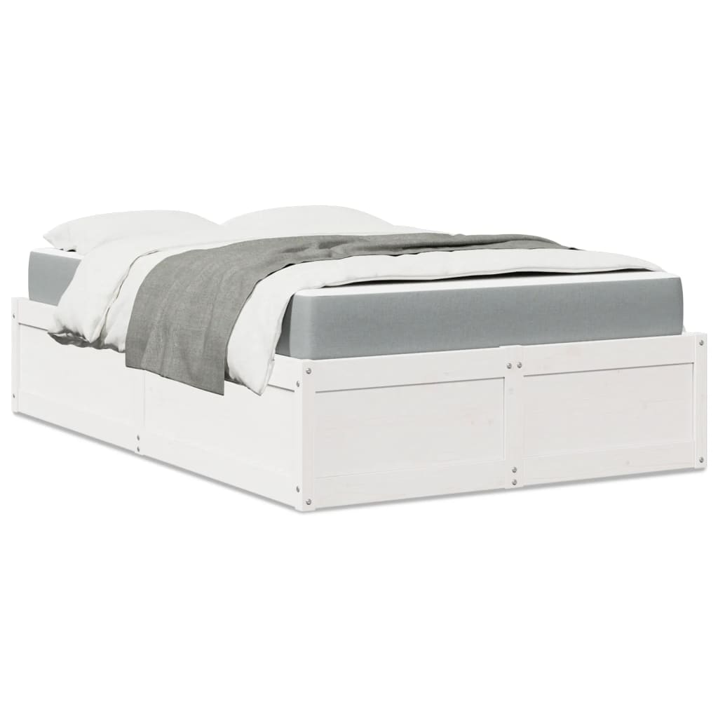 Lit avec matelas blanc 120x200 cm bois massif de pin Lits & cadres de lit vidaXL   