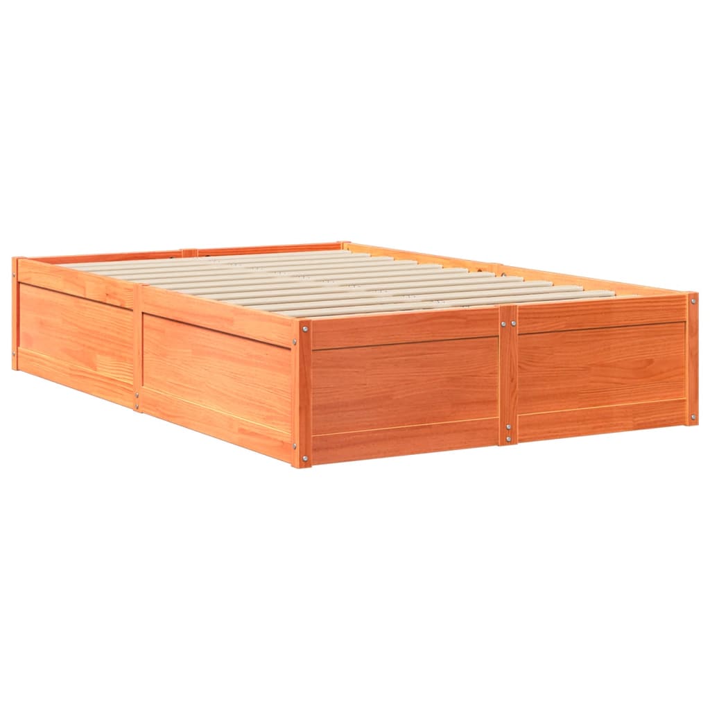 Lit avec matelas cire marron 120x200 cm bois massif de pin Lits & cadres de lit vidaXL   