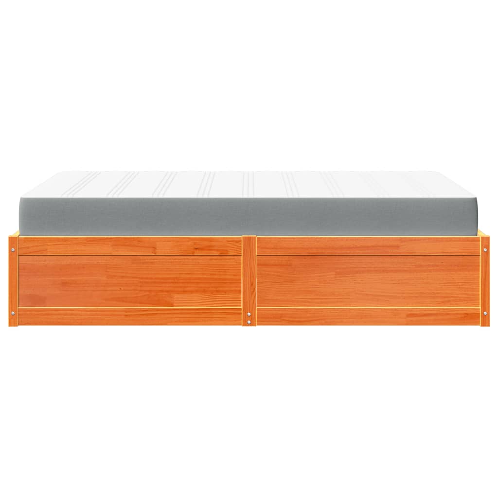 Lit avec matelas cire marron 120x200 cm bois massif de pin Lits & cadres de lit vidaXL   