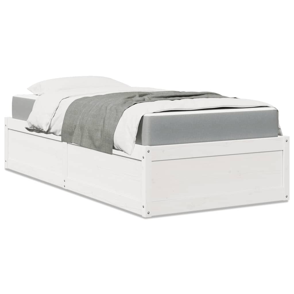 Lit avec matelas blanc 100x200 cm bois massif de pin Lits & cadres de lit vidaXL   