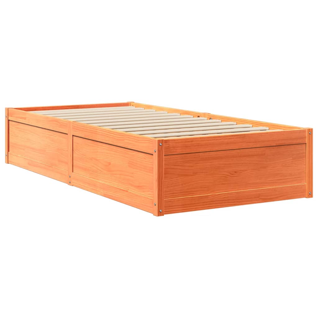 Lit avec matelas cire marron 100x200 cm bois massif de pin Lits & cadres de lit vidaXL   