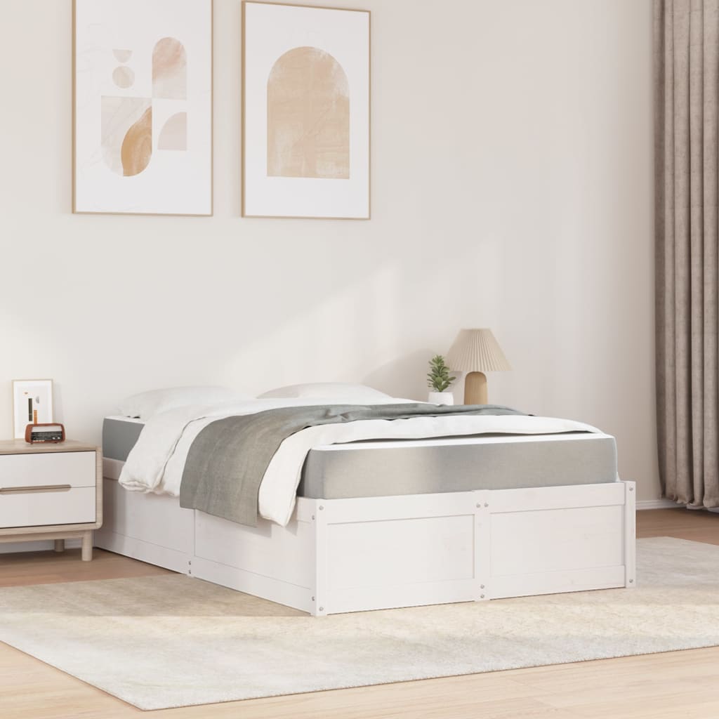 Lit avec matelas blanc 140x190 cm bois massif de pin Lits & cadres de lit vidaXL   