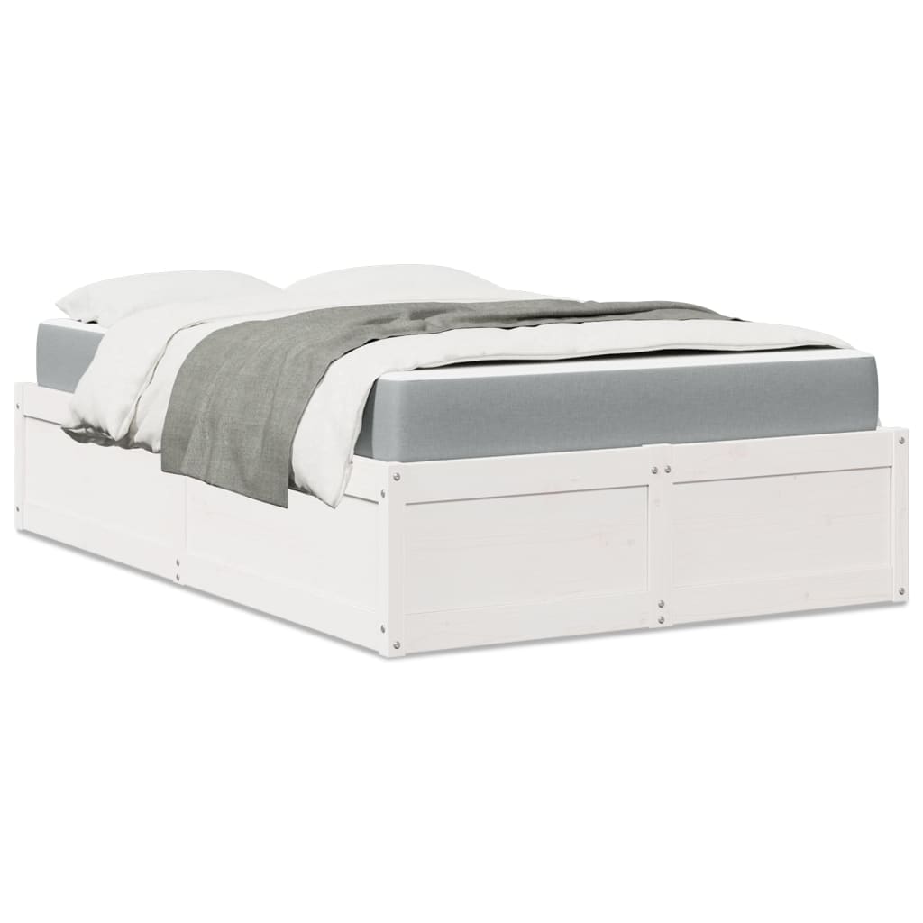 Lit avec matelas blanc 140x190 cm bois massif de pin Lits & cadres de lit vidaXL   