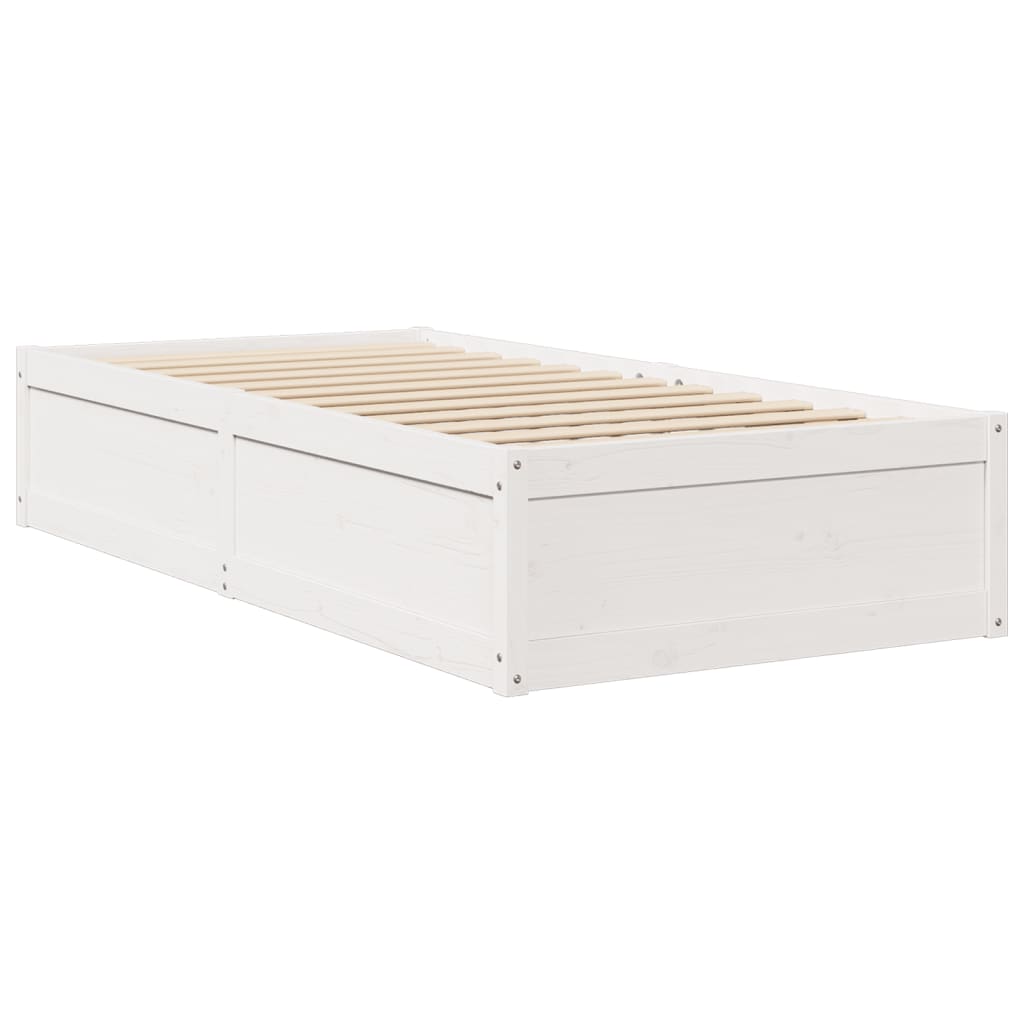 Lit avec matelas blanc 90x190 cm bois massif de pin Lits & cadres de lit vidaXL   