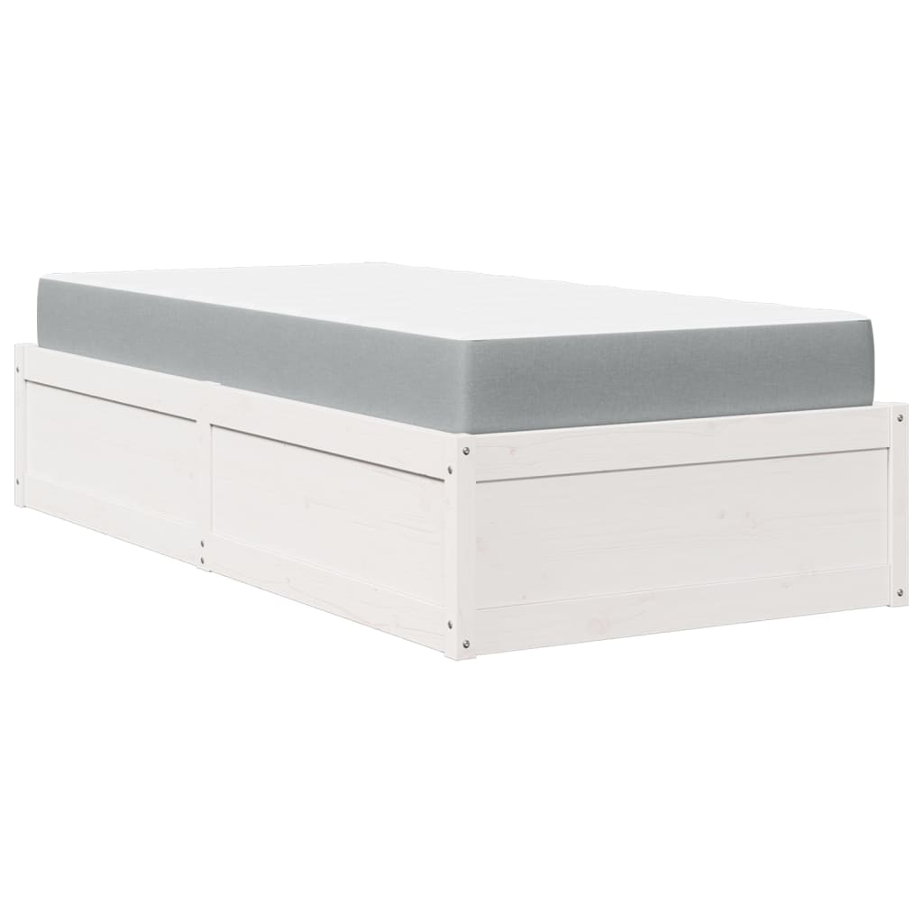 Lit avec matelas blanc 90x190 cm bois massif de pin Lits & cadres de lit vidaXL   