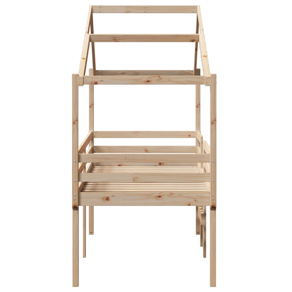 Lit haut avec toit 75x190 cm bois de pin massif Lits & cadres de lit vidaXL   