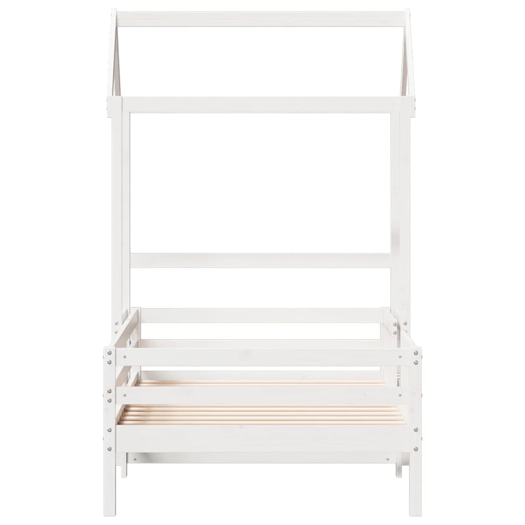 Cadre de lit avec toit blanc 90x200 cm bois de pin massif Lits & cadres de lit vidaXL   