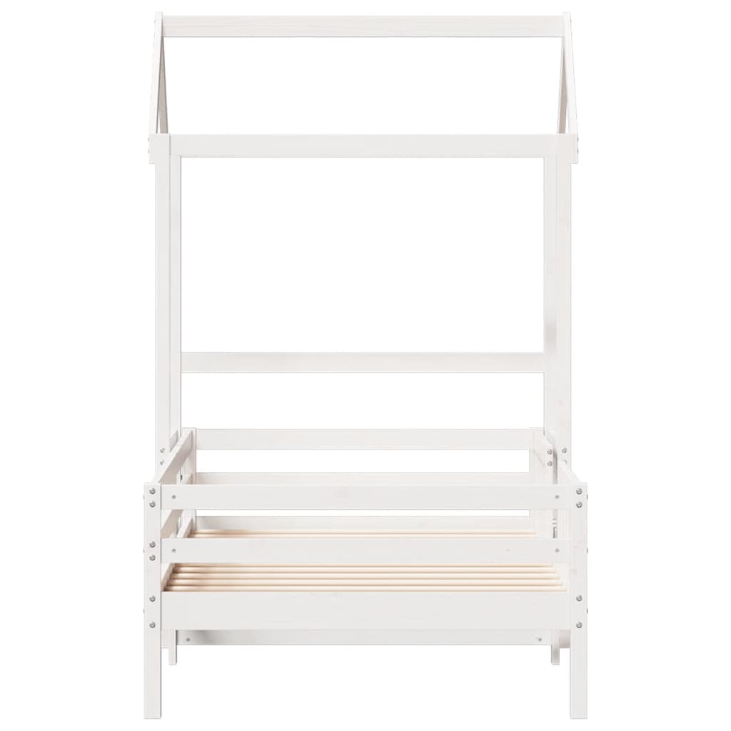 Cadre de lit avec toit blanc 75x190 cm bois massif de pin Lits & cadres de lit vidaXL   