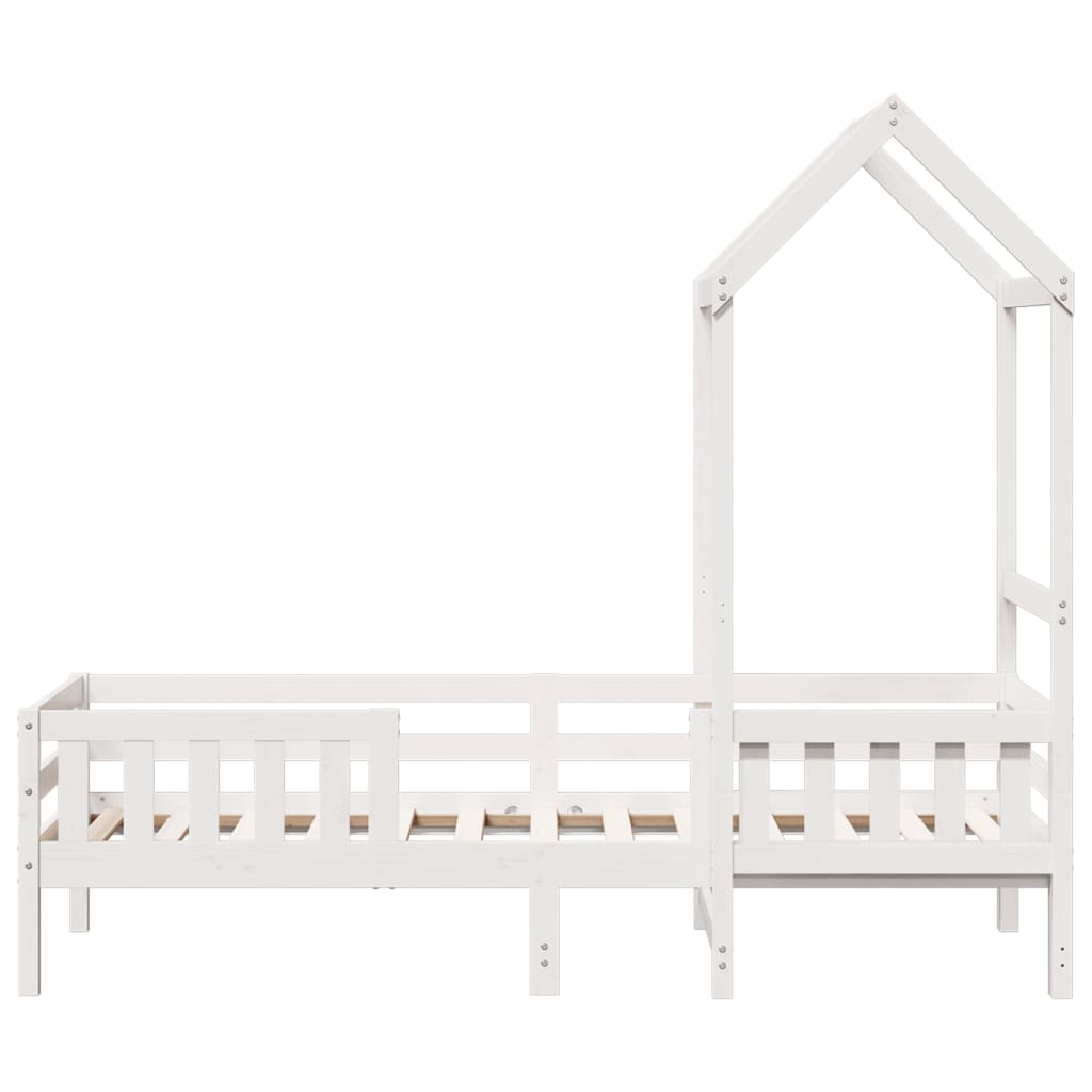 Cadre de lit avec toit blanc 75x190 cm bois massif de pin Lits & cadres de lit vidaXL   