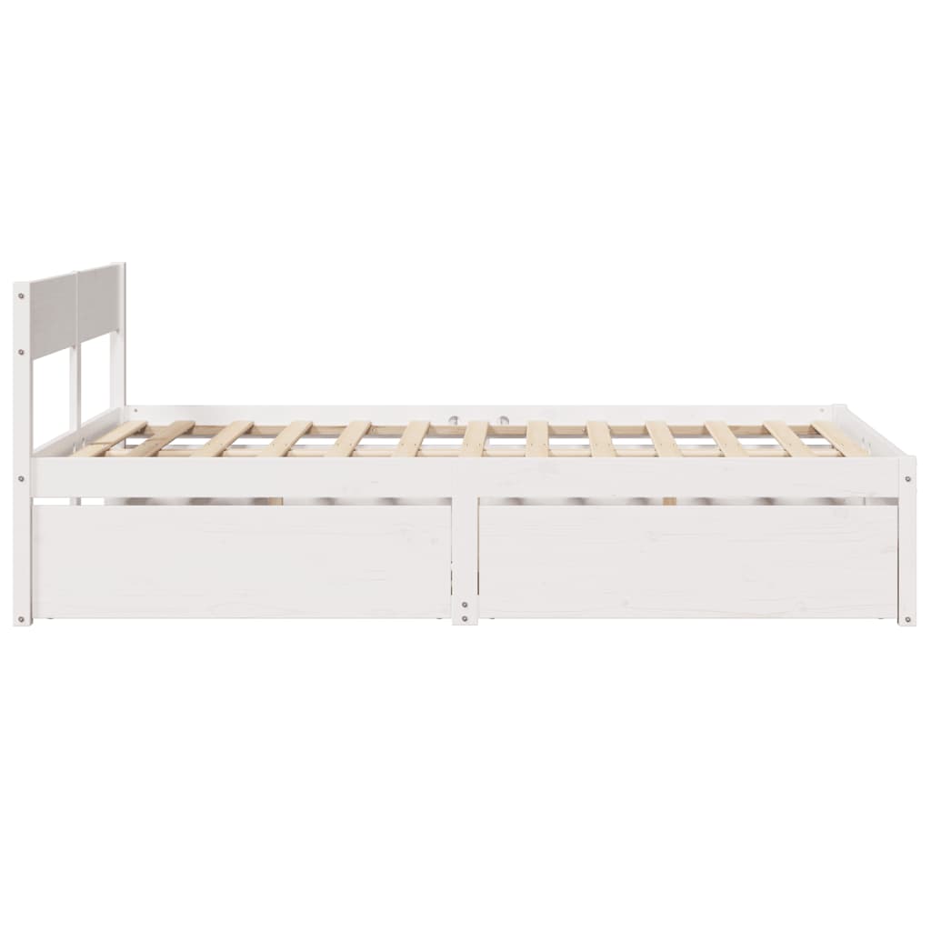 Cadre de lit avec tiroirs blanc 140x190 cm bois de pin massif Lits & cadres de lit vidaXL   