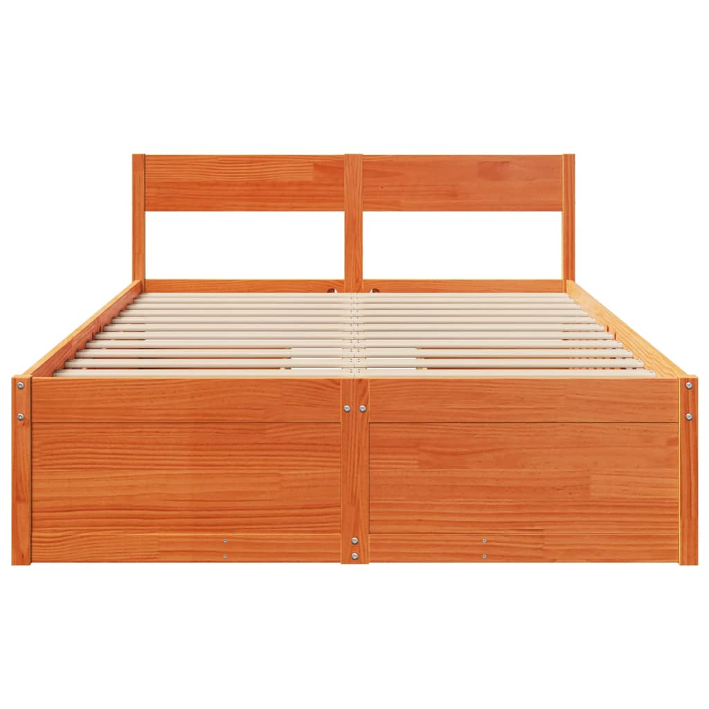 Cadre de lit avec tiroirs cire marron 140x190cm bois pin massif Lits & cadres de lit vidaXL   