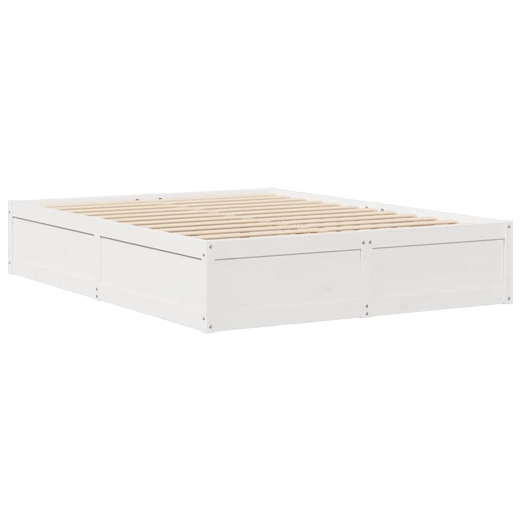 Cadre de lit blanc 150x200 cm bois de pin massif Lits & cadres de lit vidaXL   