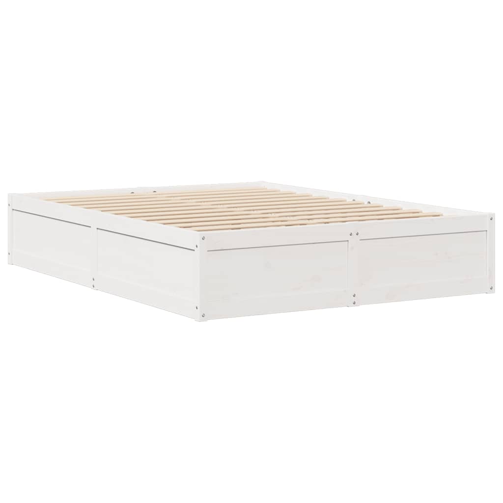 Cadre de lit blanc 150x200 cm bois de pin massif Lits & cadres de lit vidaXL   