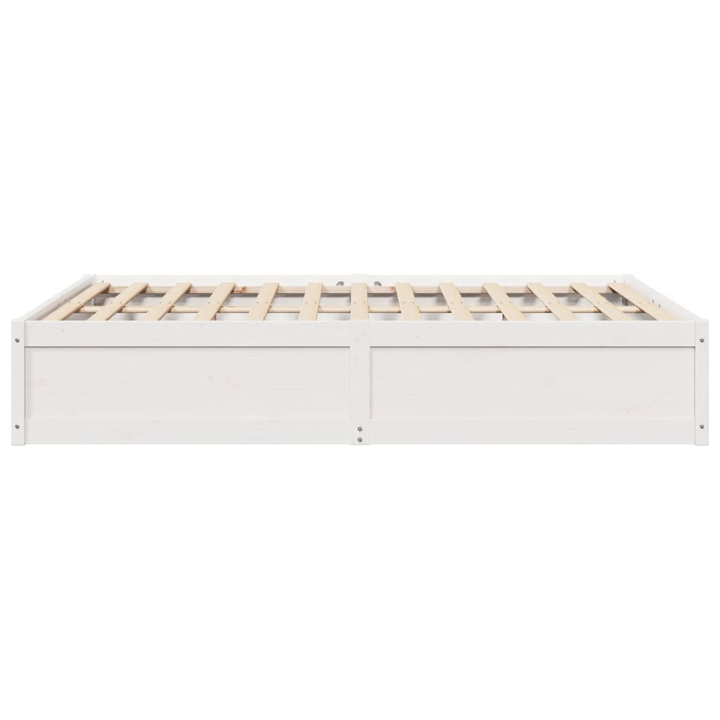 Cadre de lit blanc 140x190 cm bois de pin massif Lits & cadres de lit vidaXL   