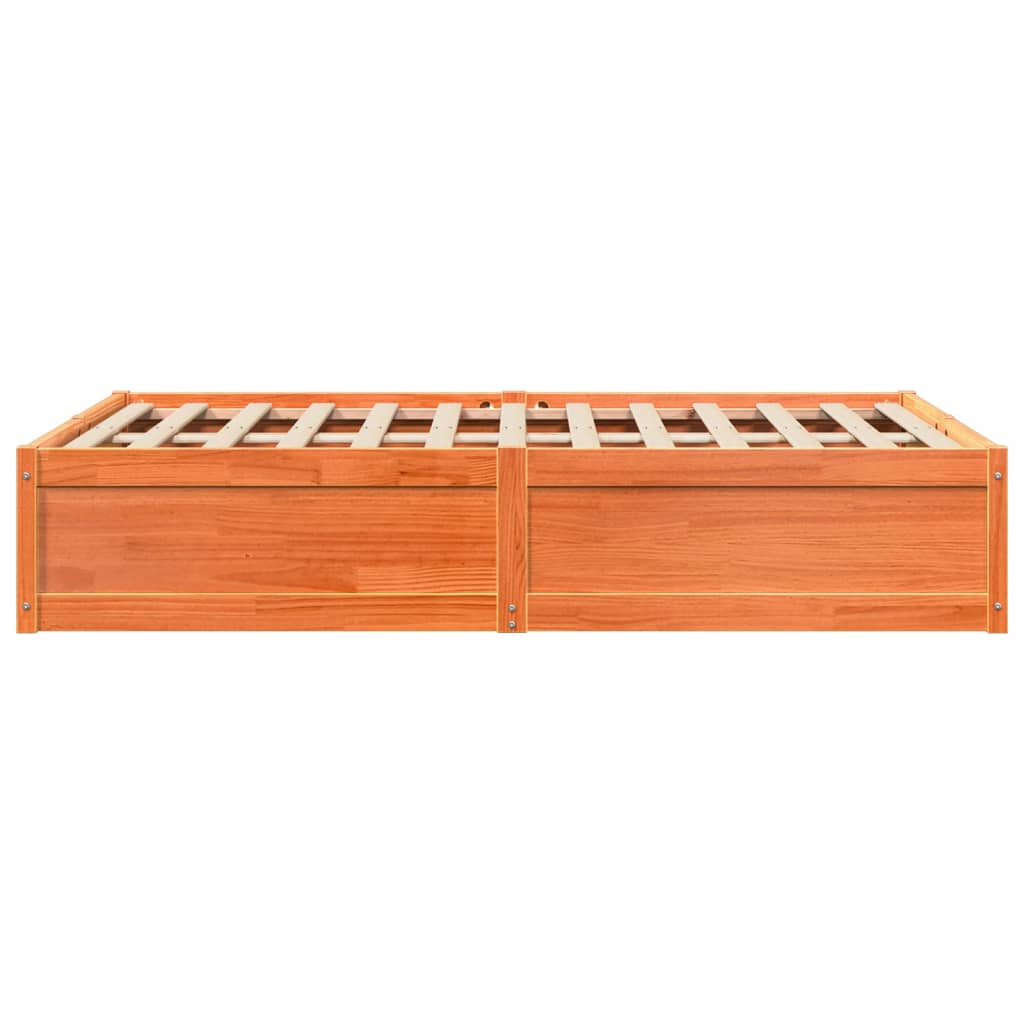 Cadre de lit cire marron 120x190 cm bois de pin massif Lits & cadres de lit vidaXL   