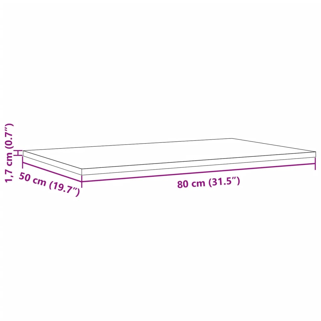 Dessus de table 80x50x1,7 cm rectangulaire bois de pin massif Plateaux de table vidaXL   