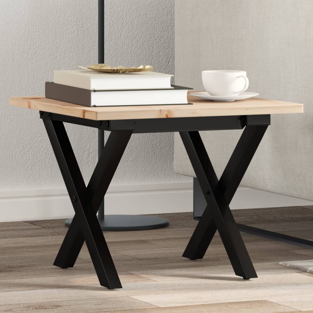 Table basse cadre en X 40x40x35 cm bois de pin massif et acier Tables basses vidaXL