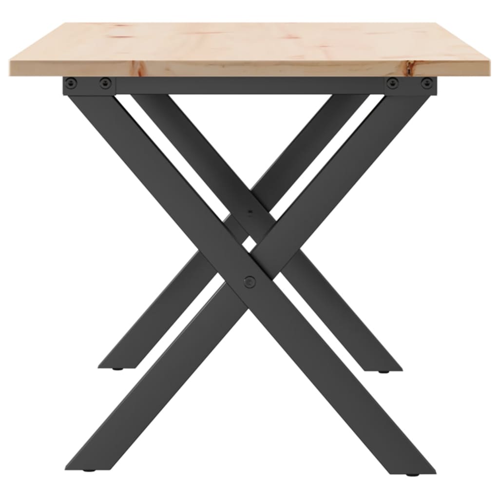 Table basse cadre en X 90x40x45 cm bois de pin massif et fonte Tables basses vidaXL