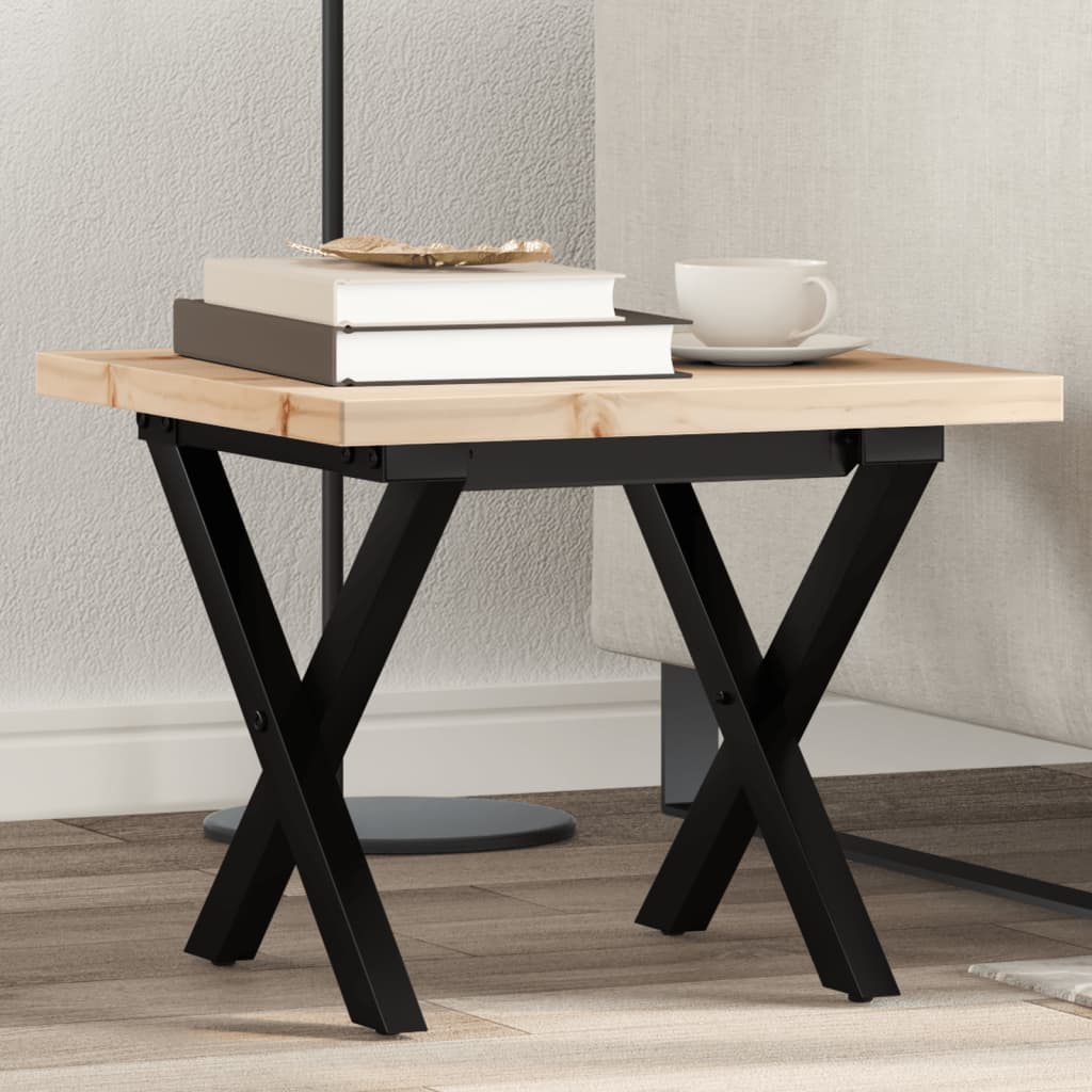 Table basse cadre en X 50x50x35,5cm bois de pin massif et acier Tables basses vidaXL