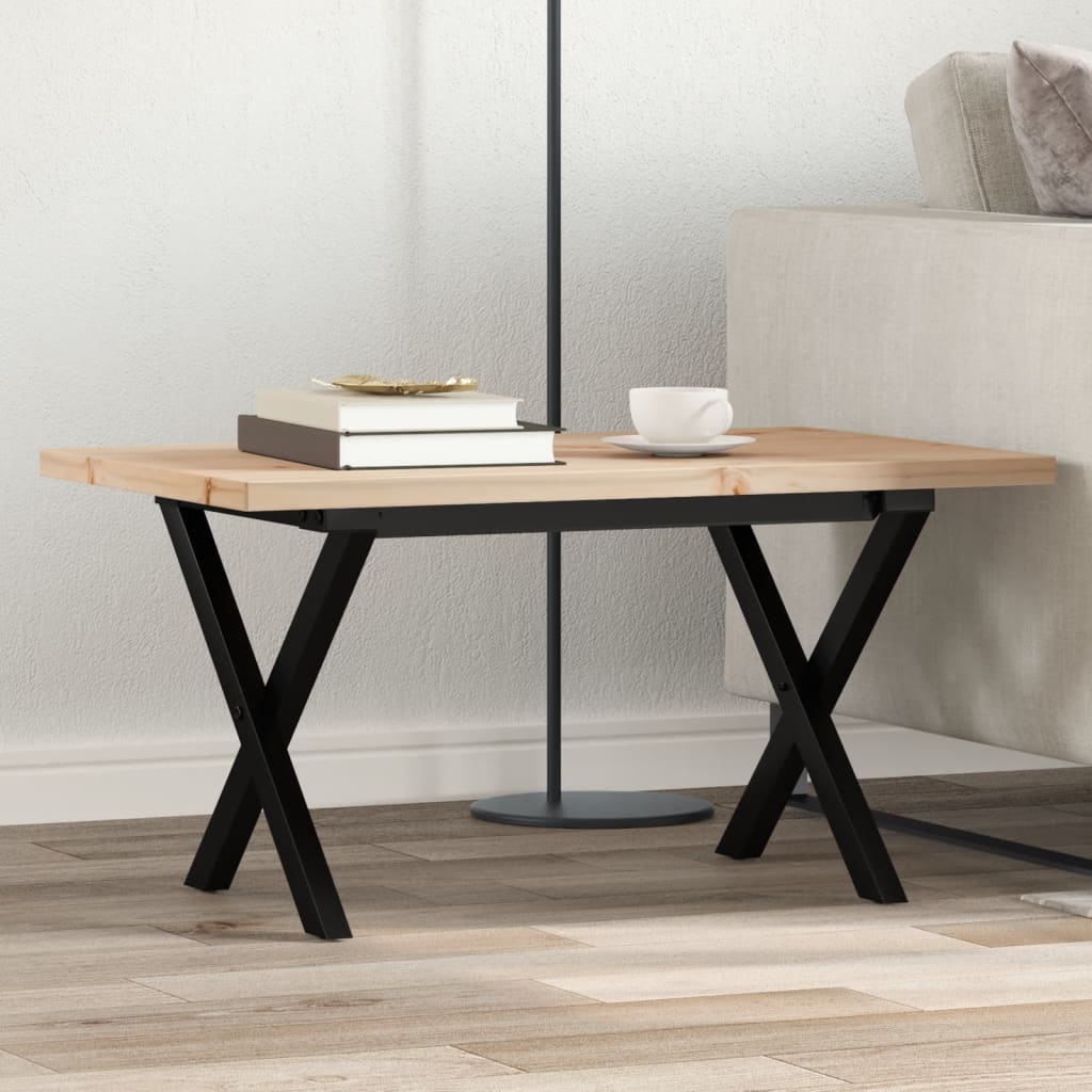 Table basse cadre en X 80x50x40,5cm bois de pin massif et acier Tables basses vidaXL