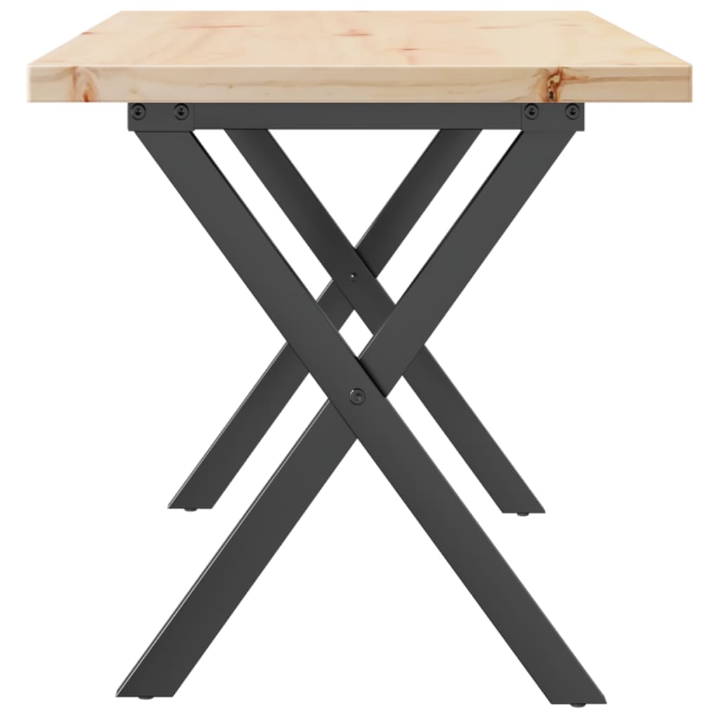 Table basse cadre en X 90x40x45,5cm bois de pin massif et fonte Tables basses vidaXL