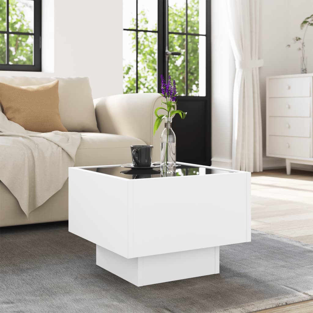 Table d'appoint avec LED blanc 40x40x30 cm bois d'ingénierie Tables basses vidaXL   