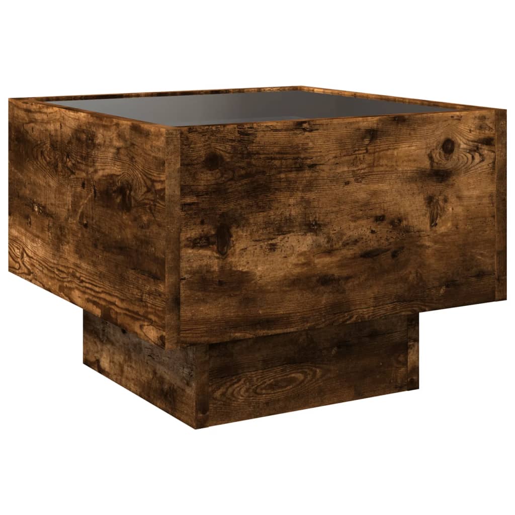 Table d'appoint et LED chêne fumé 40x40x30 cm bois d'ingénierie Tables basses vidaXL   