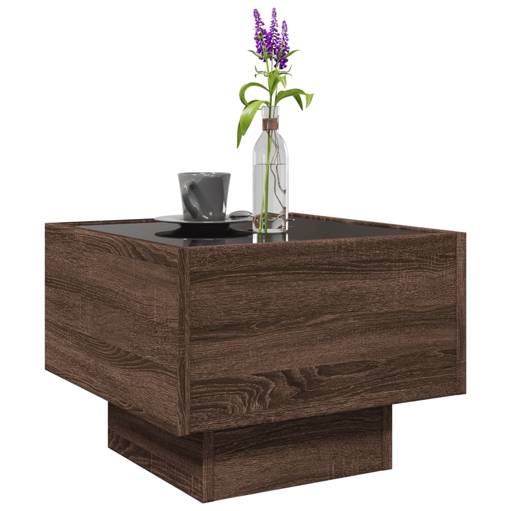 Table d'appoint et LED chêne marron 40x40x30 cm bois ingénierie Tables basses vidaXL   