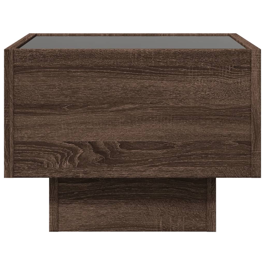 Table d'appoint et LED chêne marron 40x40x30 cm bois ingénierie Tables basses vidaXL   