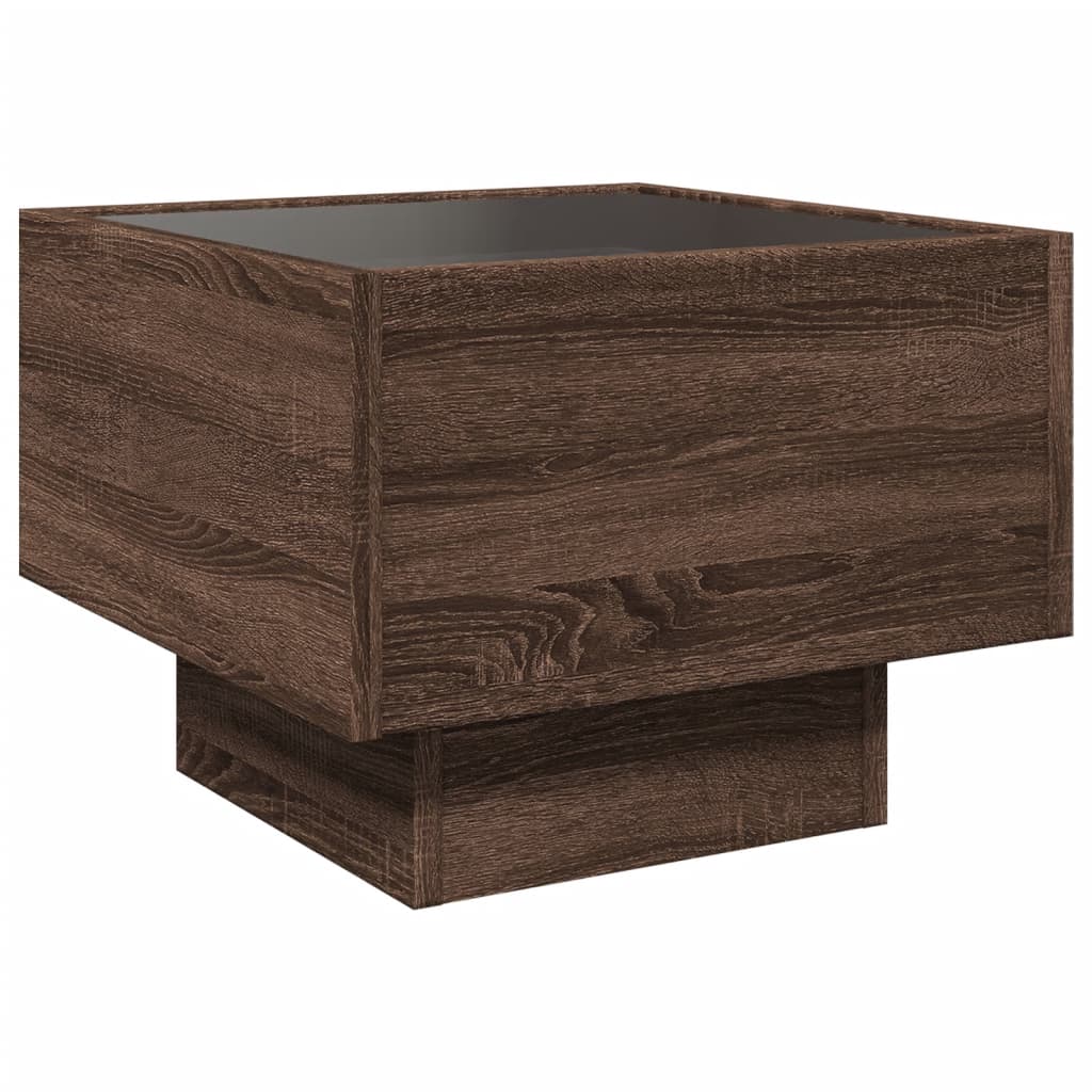 Table d'appoint et LED chêne marron 40x40x30 cm bois ingénierie Tables basses vidaXL   