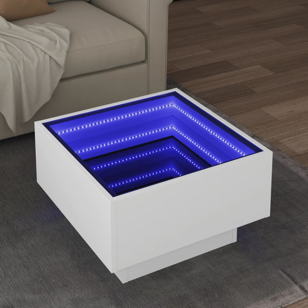 Table basse avec LED blanc 50x50x30 cm bois d'ingénierie Tables basses vidaXL   