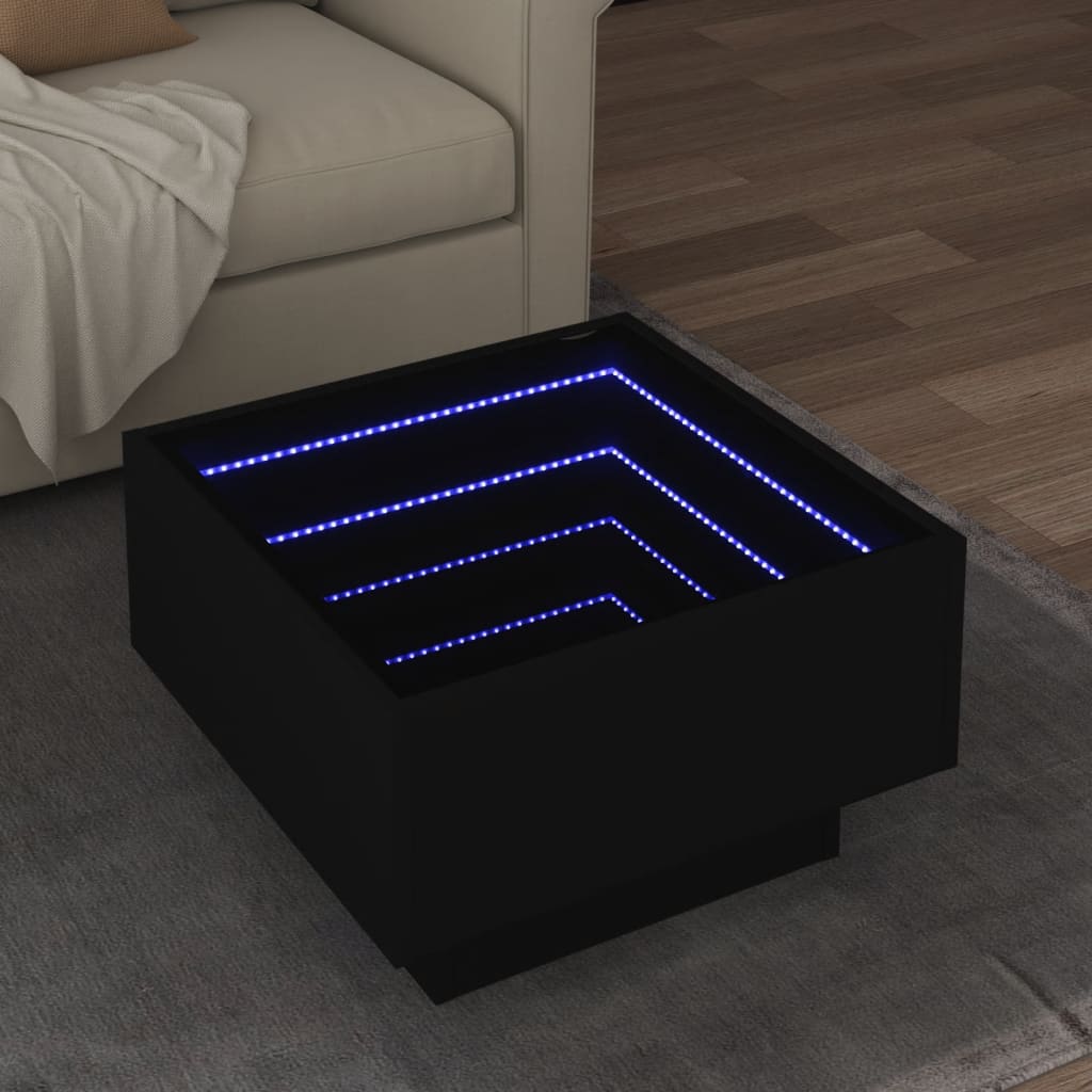 Table basse avec LED noir 50x50x30 cm bois d'ingénierie Tables basses vidaXL   