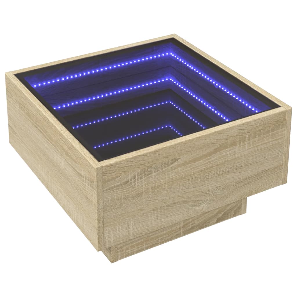 Table basse avec LED chêne sonoma 50x50x30 cm bois d'ingénierie Tables basses vidaXL   