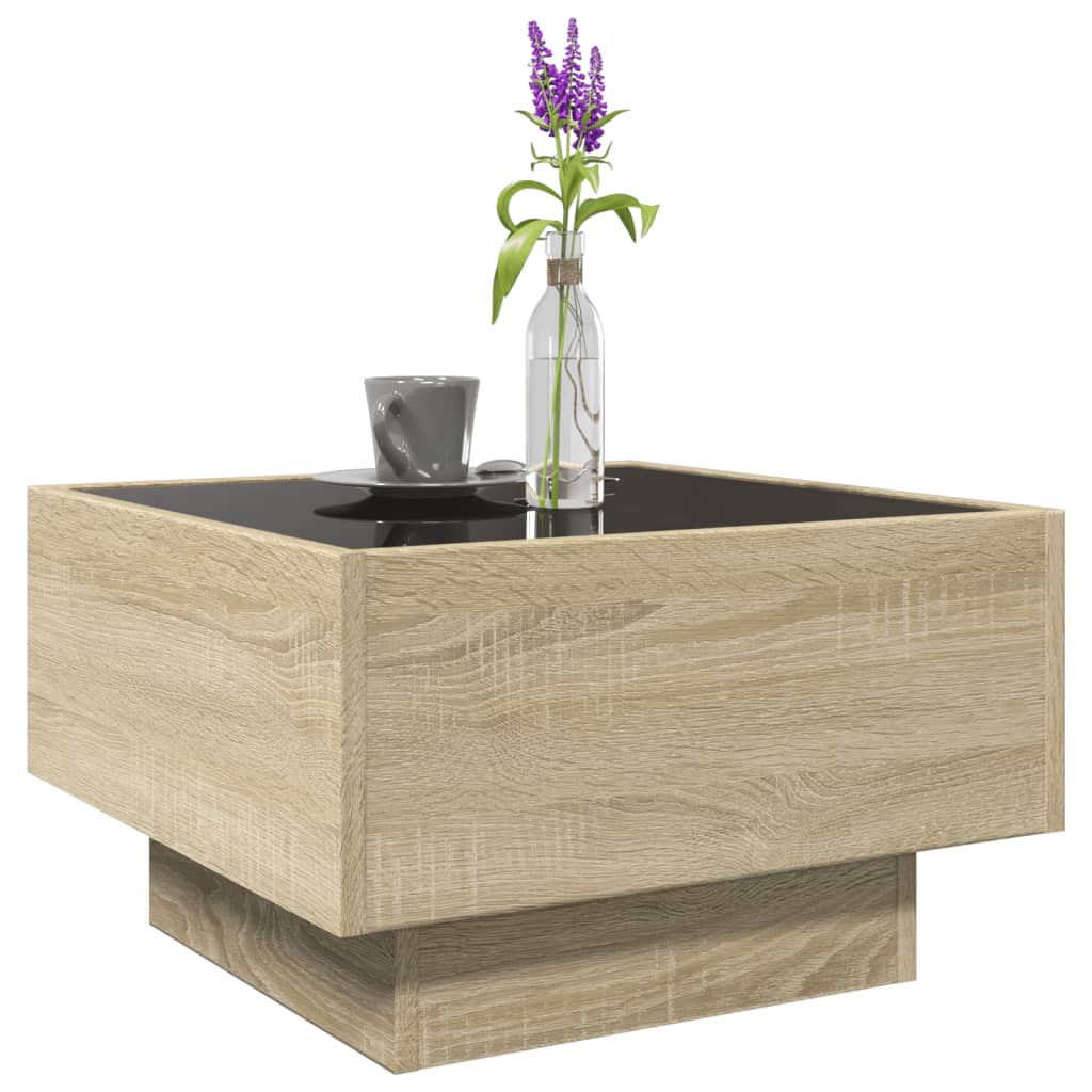 Table basse avec LED chêne sonoma 50x50x30 cm bois d'ingénierie Tables basses vidaXL   