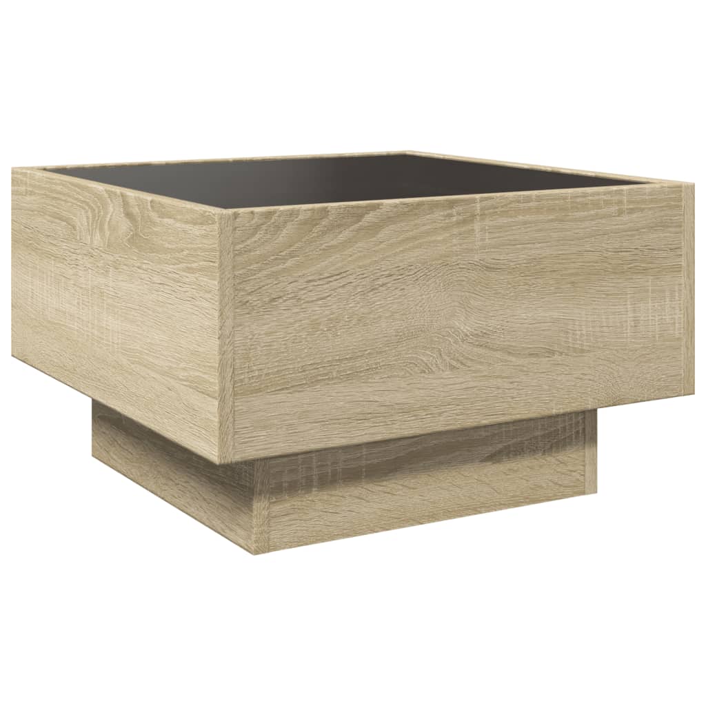 Table basse avec LED chêne sonoma 50x50x30 cm bois d'ingénierie Tables basses vidaXL   