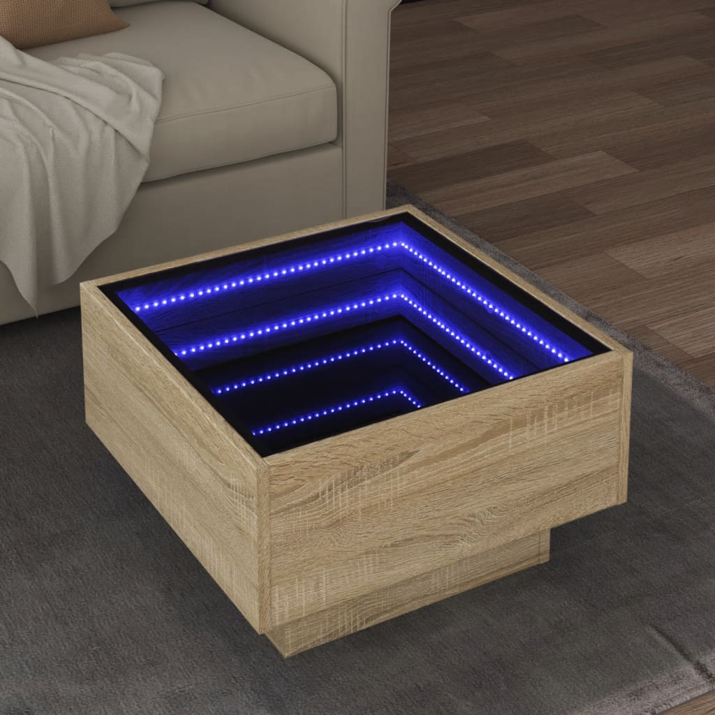 Table basse avec LED chêne sonoma 50x50x30 cm bois d'ingénierie Tables basses vidaXL   