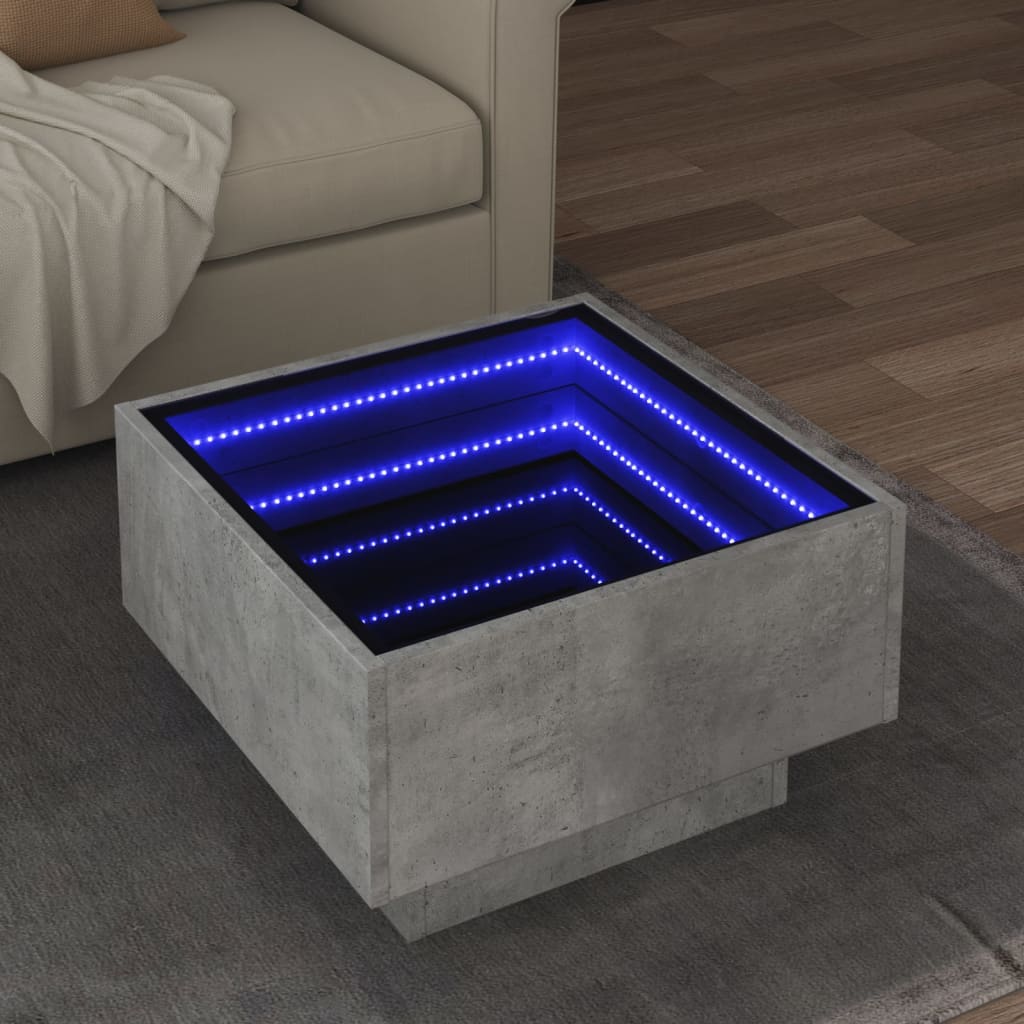 Table basse avec LED gris béton 50x50x30 cm bois d'ingénierie Tables basses vidaXL   