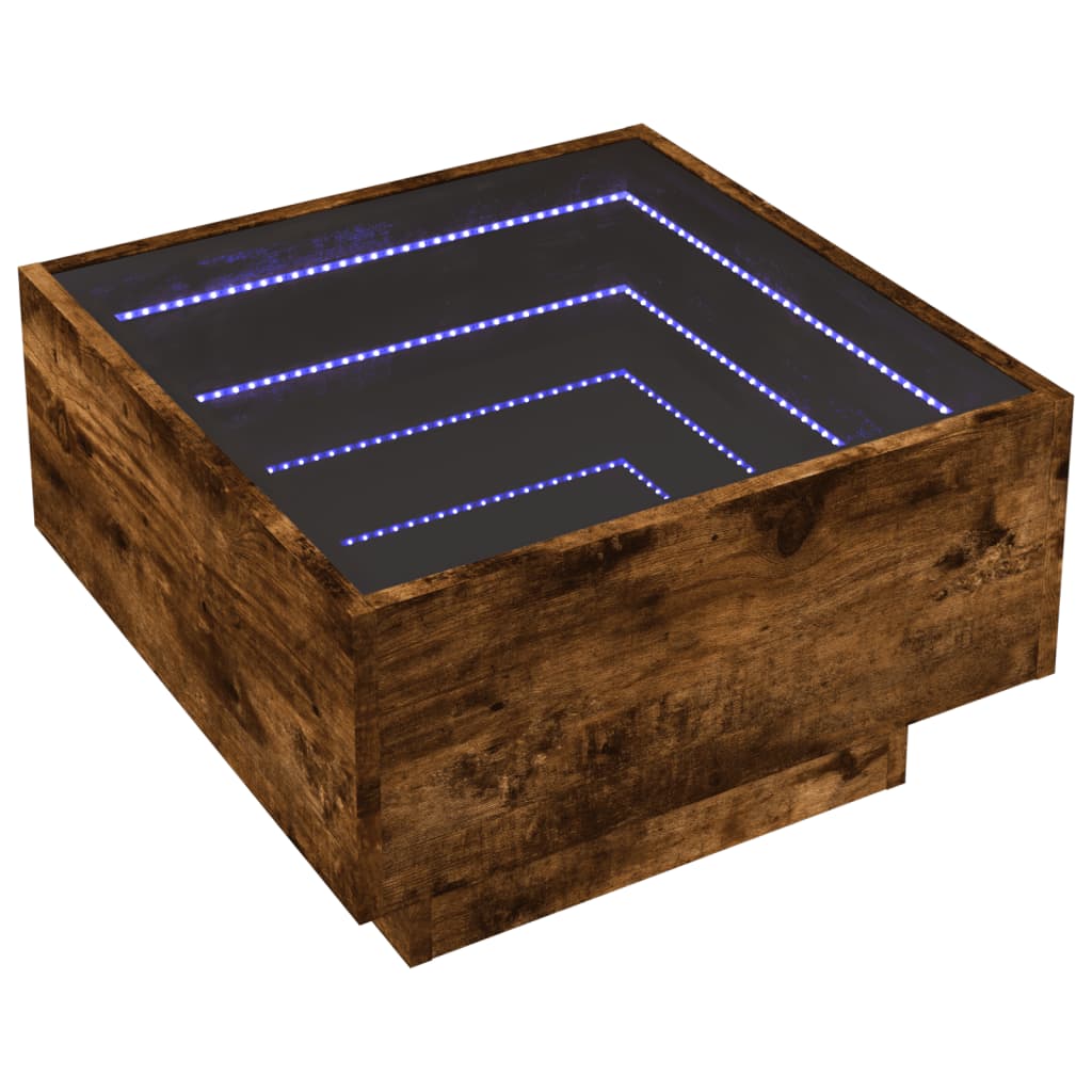 Table basse avec LED chêne fumé 50x50x30 cm bois d'ingénierie Tables basses vidaXL   