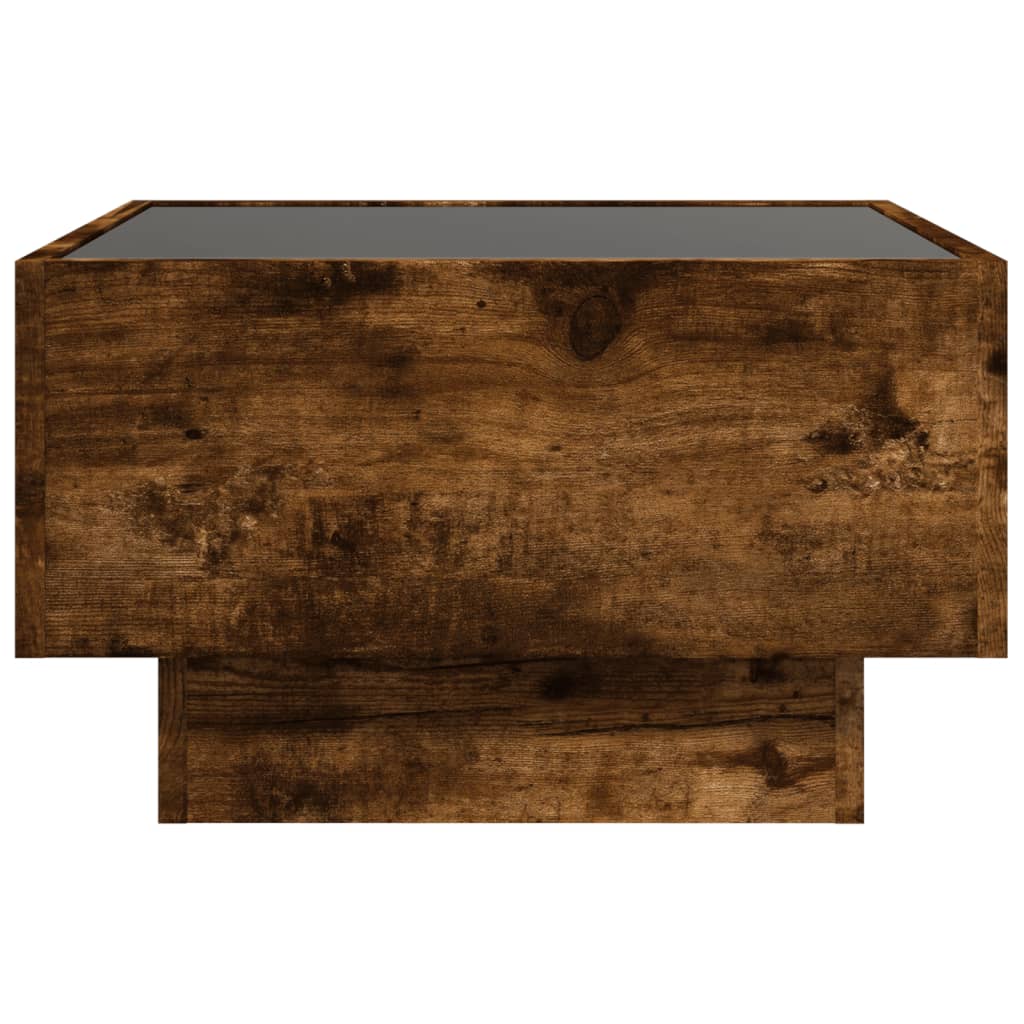 Table basse avec LED chêne fumé 50x50x30 cm bois d'ingénierie Tables basses vidaXL   