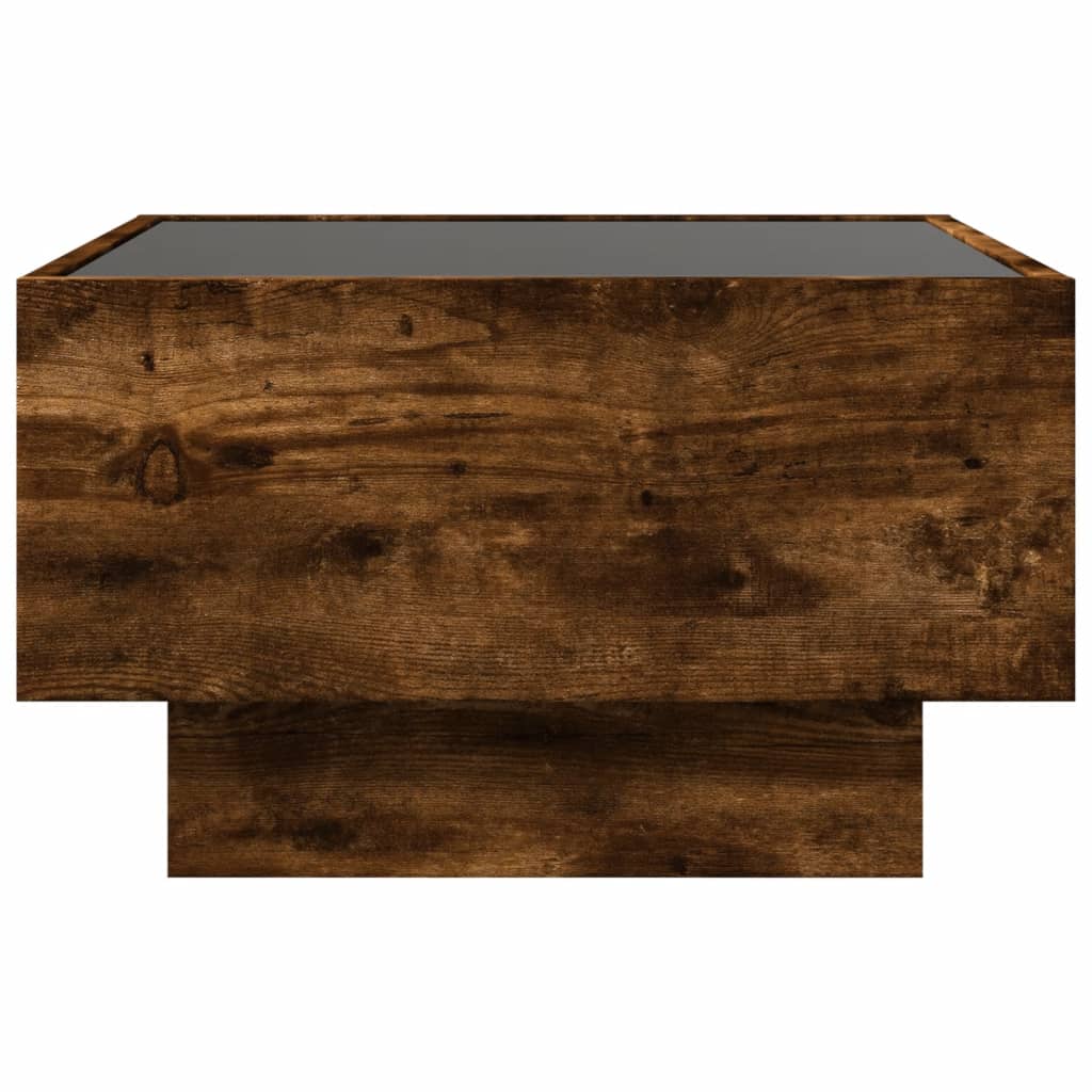 Table basse avec LED chêne fumé 50x50x30 cm bois d'ingénierie Tables basses vidaXL   