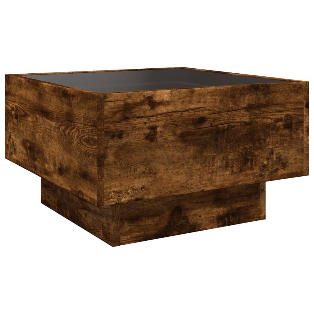 Table basse avec LED chêne fumé 50x50x30 cm bois d'ingénierie Tables basses vidaXL   