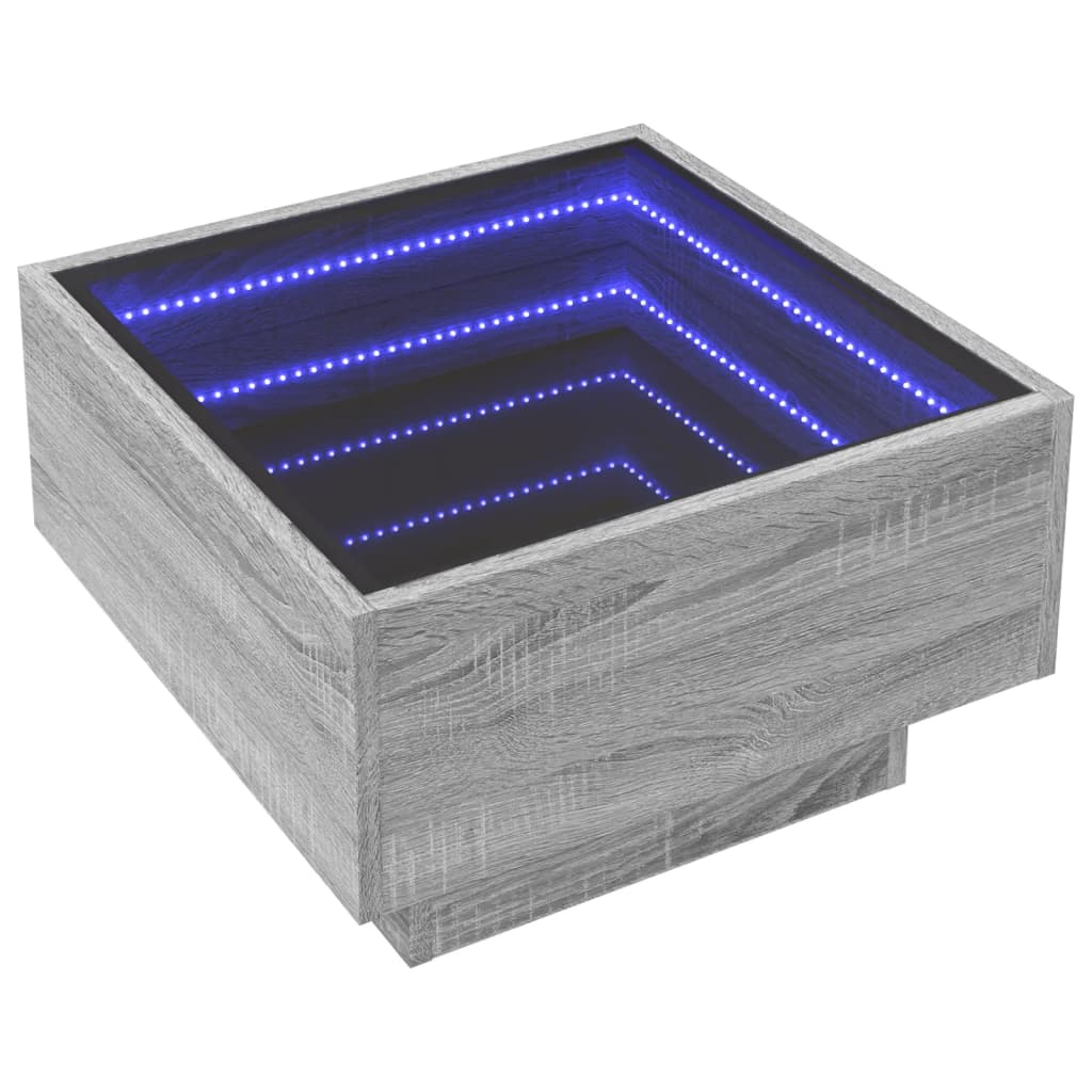 Table basse avec LED sonoma gris 50x50x30 cm bois d'ingénierie Tables basses vidaXL   