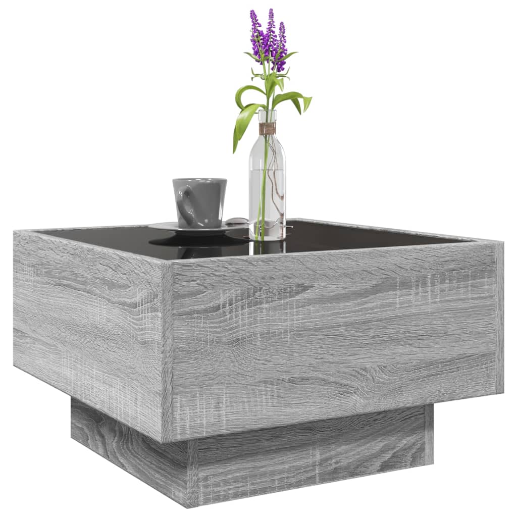 Table basse avec LED sonoma gris 50x50x30 cm bois d'ingénierie Tables basses vidaXL   