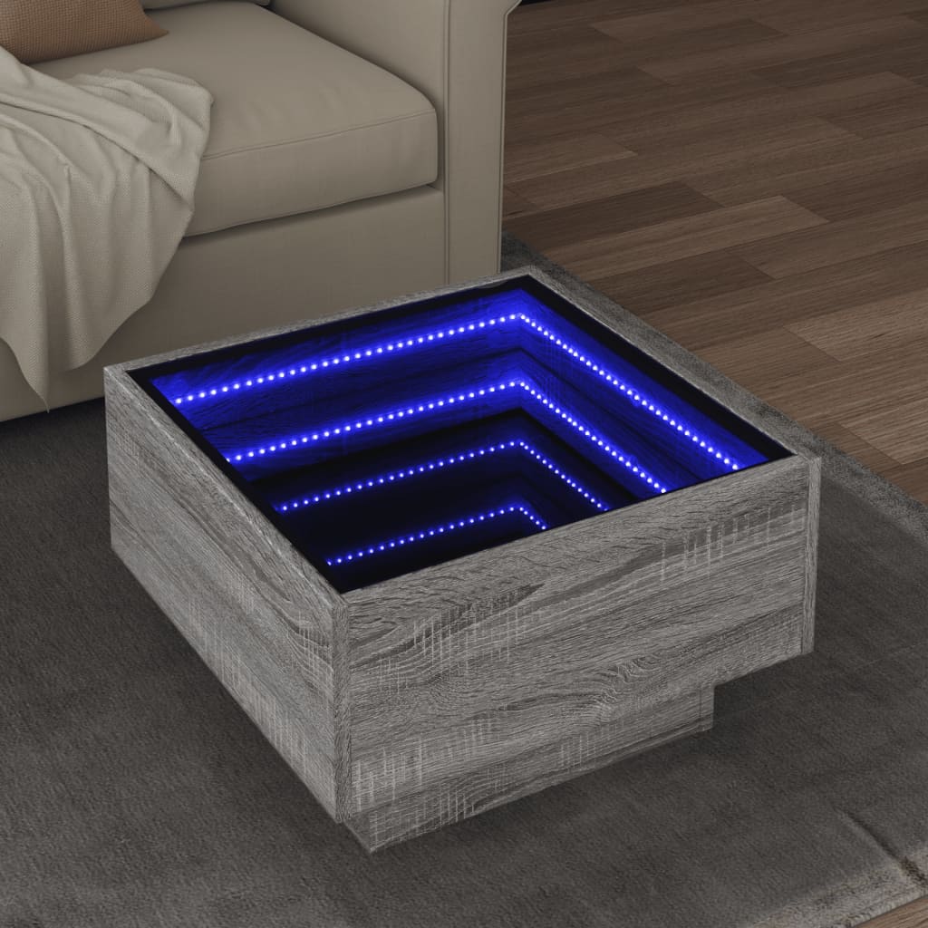 Table basse avec LED sonoma gris 50x50x30 cm bois d'ingénierie Tables basses vidaXL   