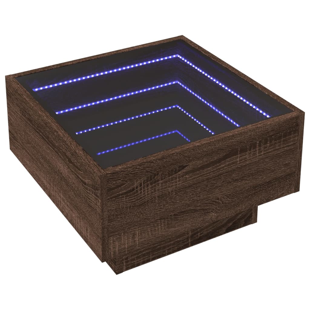 Table basse avec LED chêne marron 50x50x30 cm bois d'ingénierie Tables basses vidaXL   